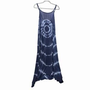 Gypsy Rose Maxi Dress Tie Dye Boho Free Size Blue Soft Rayon Handmade in Nepal